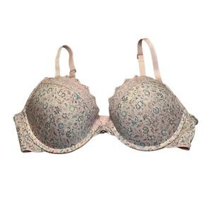 34C Lucky Brand Peach Floral push-up Bra, calico, underwire 34C